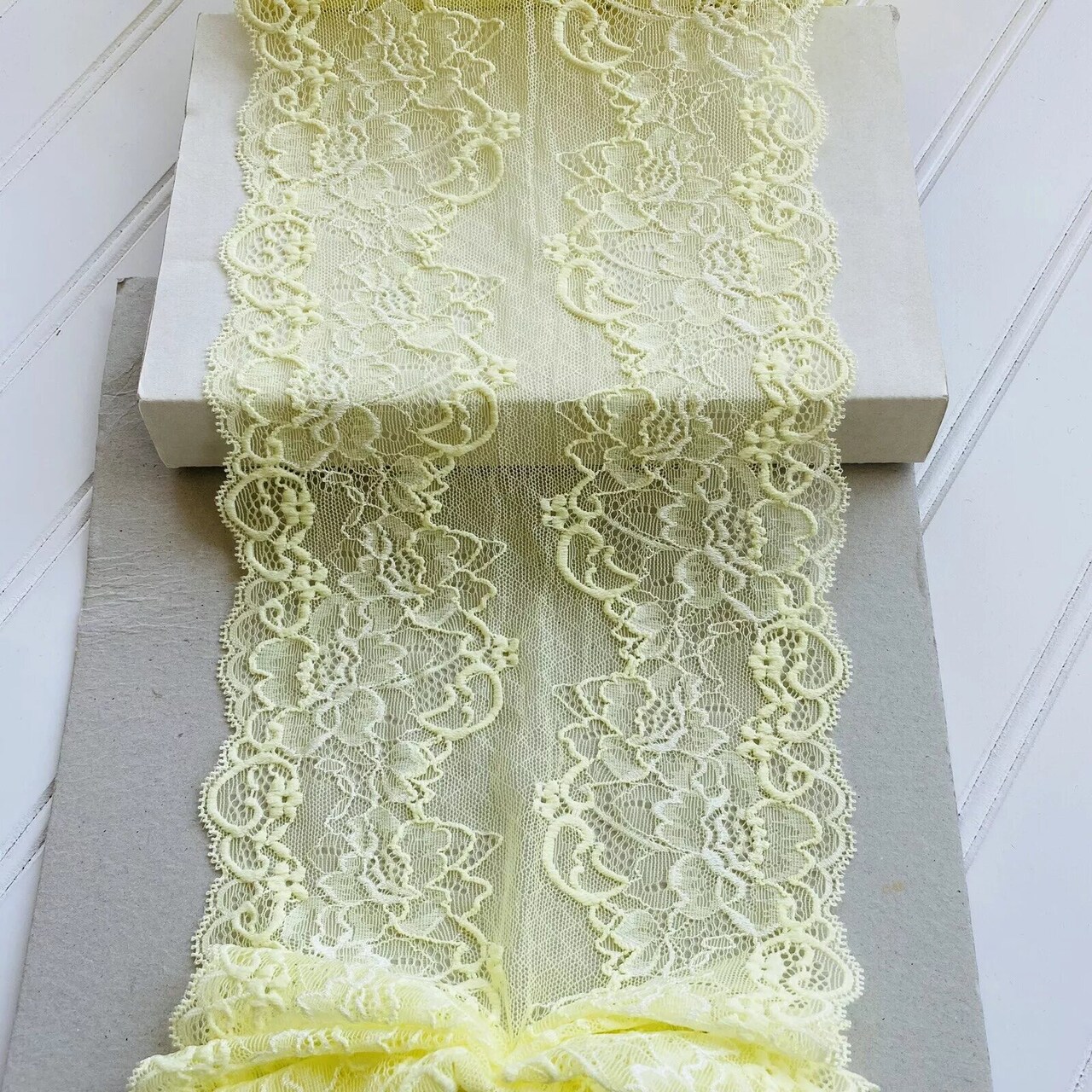 Kitcheniva 6.5" Wide Stretch Bright Yellow Floral Guipure Lace